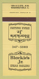 Matchbook Cover - Blackie's Jr Steak House Washington DC 30 Strike
