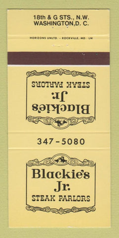 Matchbook Cover - Blackie's Jr Steak House Washington DC 30 Strike