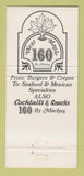 Matchbook Cover - West Maple 160 Birmingham MI 30 Strike