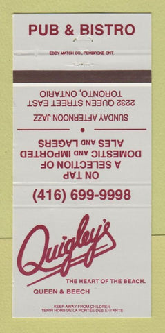 Matchbook Cover - Quigley's Restaurant Toronto ON 30 Strike