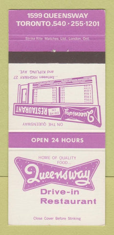 Matchbook Cover - Queensway Drive In Restaurant Toronto ON 30 Strike
