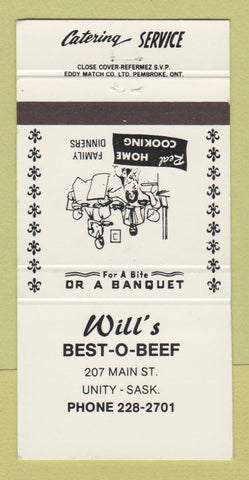Matchbook Cover - Will's Best o Beef Unity SK 30 Strike