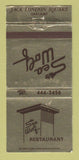 Matchbook Cover - Sea Wolf Restaurant Oakland CA Jack London Square 30 Strike