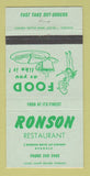 Matchbook Cover - Ronson Restaurant Rexdale ON 30 Strike