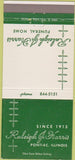 Matchbook Cover - Raleigh J Harris Funeral Home Pontiac IL 30 Strike