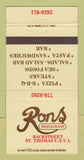 Matchbook Cover - Rons Restaurant St Thomas Virgin Islands 30 Strike