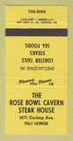 Matchbook Cover - Rose Bowl Cavern Steak House Ottawa ON 30 Strike