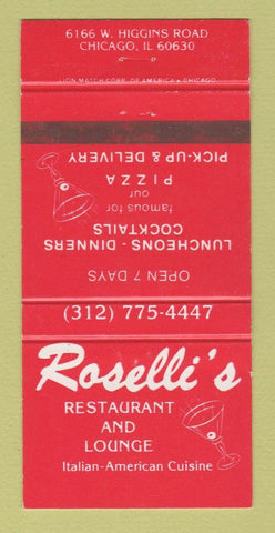 Matchbook Cover - Roselli's Restaurant Chicago IL Pizza 30 Strike