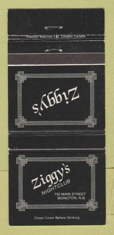 Matchbook Cover - Ziggy's Night Club Moncton NB 30 Strike