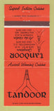 Matchbook Cover - Tandoor Restaurant Washington DC Baltimore MD 30 Strike