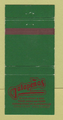 Matchbook Cover - Jalapenos Restaurant Manzanillo Mexico WEAR 30 Strike