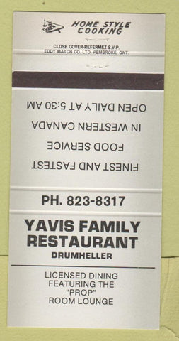 Matchbook Cover - Yavis Family Restaurant 30 Strike