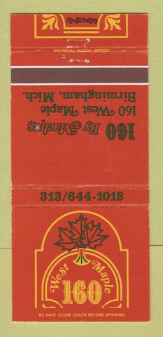 Matchbook Cover - West Maple 160 Birmingham MI 30 Strike