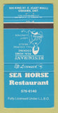 Matchbook Cover - Sea Horse Restaurant Oshawa ON 30 Strike