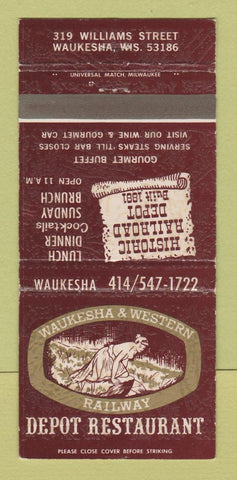 Matchbook Cover - Waukesha & Western Railway Restaurant WI 30 Strike