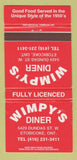 Matchbook Cover - Wimpy's Diner Etobicoke ON 30 Strike