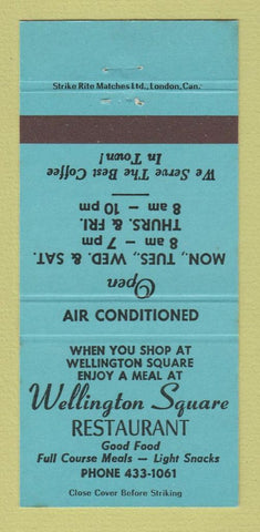 Matchbook Cover - Wellington Sqaure Restaurant Burlington ON 30 Strike