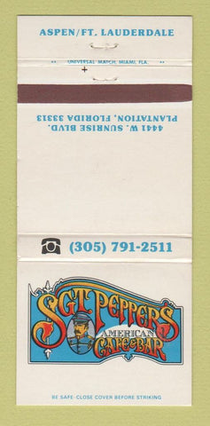 Matchbook Cover - Sgt Pepper's American Cafe Bar Plantation FL 30 Strike