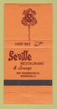 Matchbook Cover - Seville Restaurant Waukegan IL 30 Strike