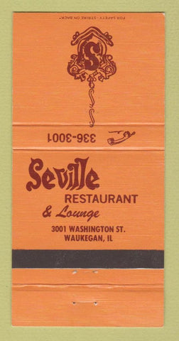 Matchbook Cover - Seville Restaurant Waukegan IL 30 Strike