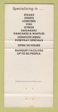 Matchbook Cover - Seville Restaurant Waukegan IL 30 Strike