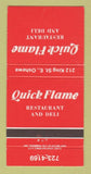 Matchbook Cover - Quick Flame Restaurant Oshawa ON 30 Strike