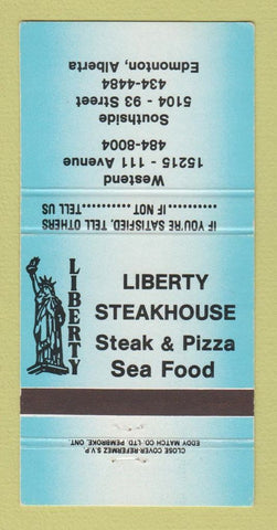Matchbook Cover - Liberty Steak House Edmonton AB 30 Strike