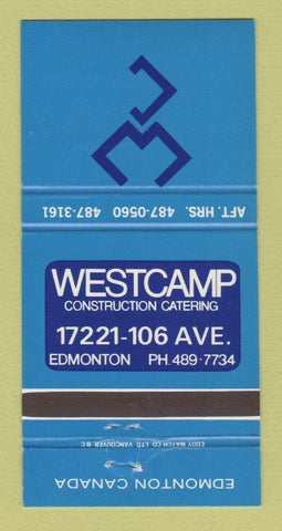 Matchbook Cover - Westcamp Construction Catering Edmonton AB 30 Strike