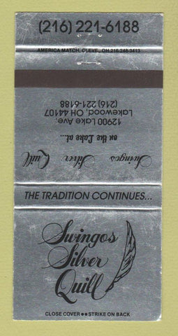 Matchbook Cover - Swingos Silver Quill Steak Lakewood OH WEAR 30 Strike