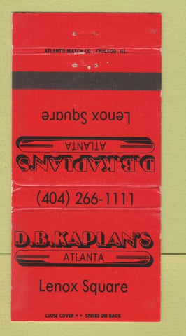 Matchbook Cover - DB Kaplan's Atlanta GA 30 Strike
