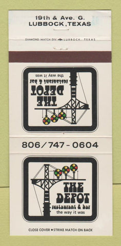 Matchbook Cover - The Depot Restaurant Bar Lubbock TX 30 Strike
