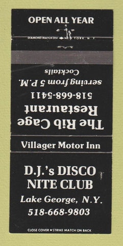 Matchbook Cover - DJ's Disco Nite Club Lake George NY 30 Strike
