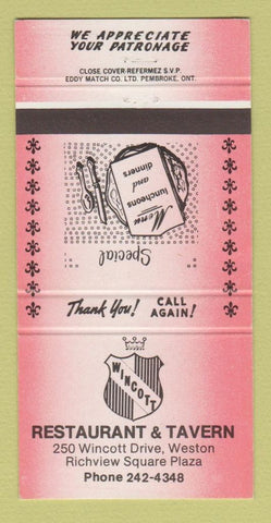 Matchbook Cover - Wincott Restaurant Tavern Weston ON 30 Strike