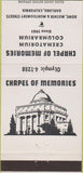 Matchbook Cover - Chapel of Memories Mortuary Oakland CA 30 Strike