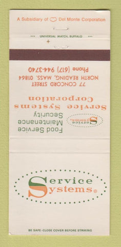 Matchbook Cover - Service Systems North Reading MA Del Monte WEAR 30 Strike