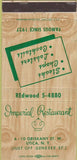 Matchbook Cover - Imperial Restaurant Utica NY 30 Strike