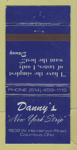Matchbook Cover - Danny's New York Strip Columbus OH WORN 30 Strike
