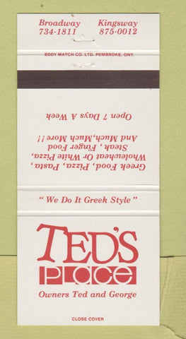 Matchbook Cover - Ted's Place Vancouver BC 30 Strike