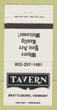 Matchbook Cover - Tavern Brattleboro VT 30 Strike