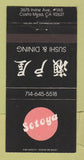 Matchbook Cover - Setoya Sushi Costa Mesa CA 30 Strike