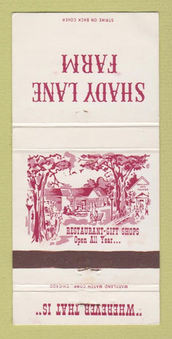 Matchbook Cover - Shady Lane Farm Marengo IL 30 Strike