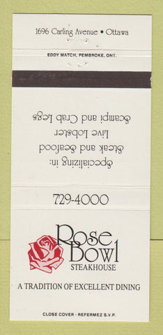Matchbook Cover - Rose Bowl Steak House Ottawa ON 30 Strike