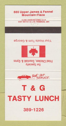Matchbook Cover - T&G Tasty Lunch Hamilton ON 30 Strike