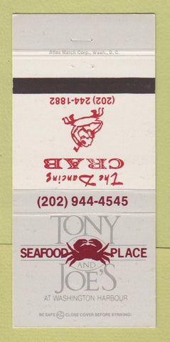 Matchbook Cover - Tony and Joe's Seafood Dancing Crab Washington DC 30 Strike