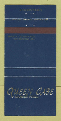 Matchbook Cover - Queen Cafe Siamese Food Los Angeles CA 30 Strike