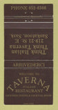 Matchbook Cover - Taverna Italian Restaurant Saskatoon SK 30 Strike