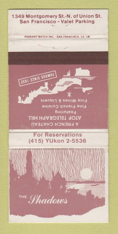 Matchbook Cover - The Shadows San Francisco CA 30 Strike
