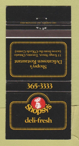 Matchbook Cover - Shopsy's Deli Toronto ON 30 Strike
