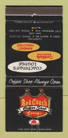 Matchbook Cover - Red Coach Coffee Shop Lounge San Jose Cupertino CA 30 Strike