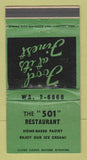 Matchbook Cover - 501 Restaurant Canada GREEN WORN 30 Strike